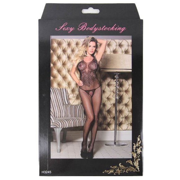 Flower Wing Pattern Fishnet Body Stocking - Picture 3 of 4